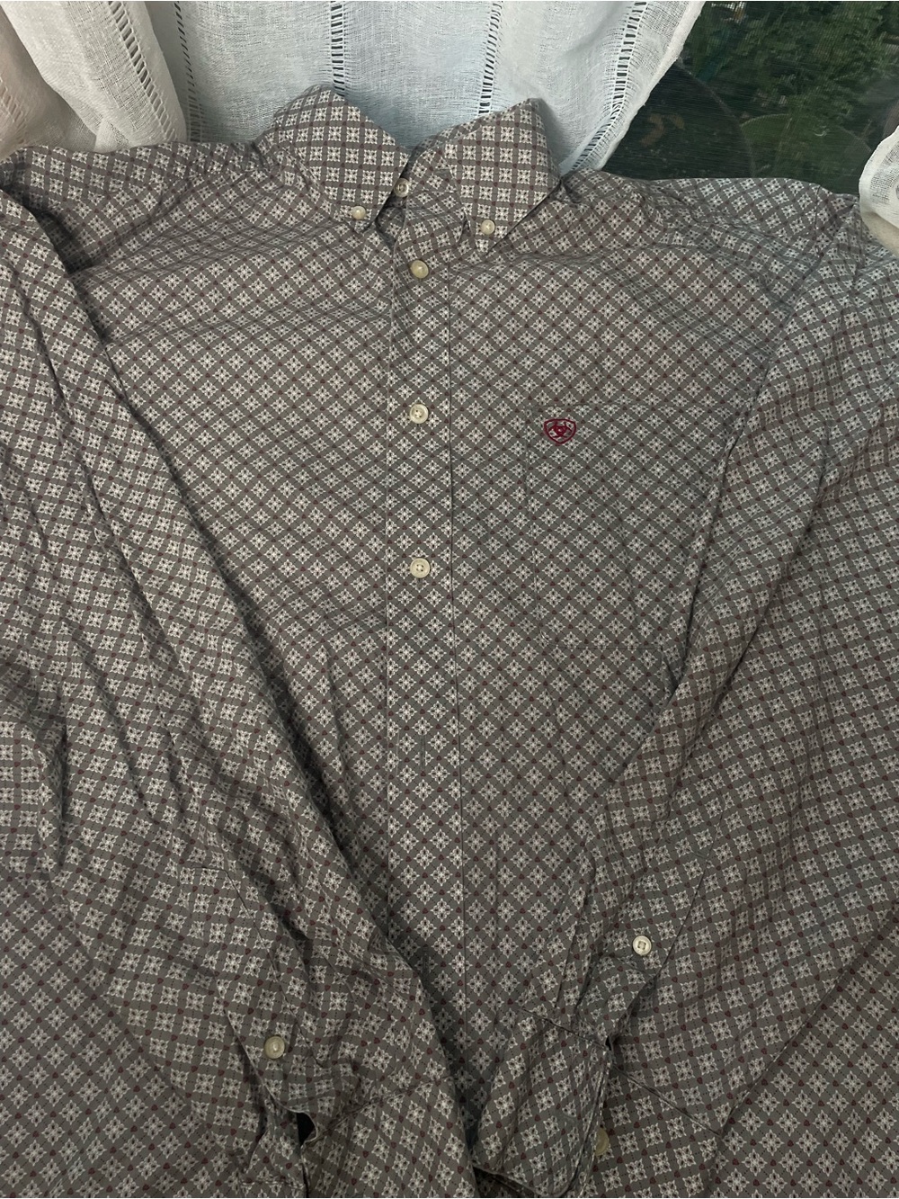 Ariat Men's Brown Diamond-Pattern Button-Down Shirt